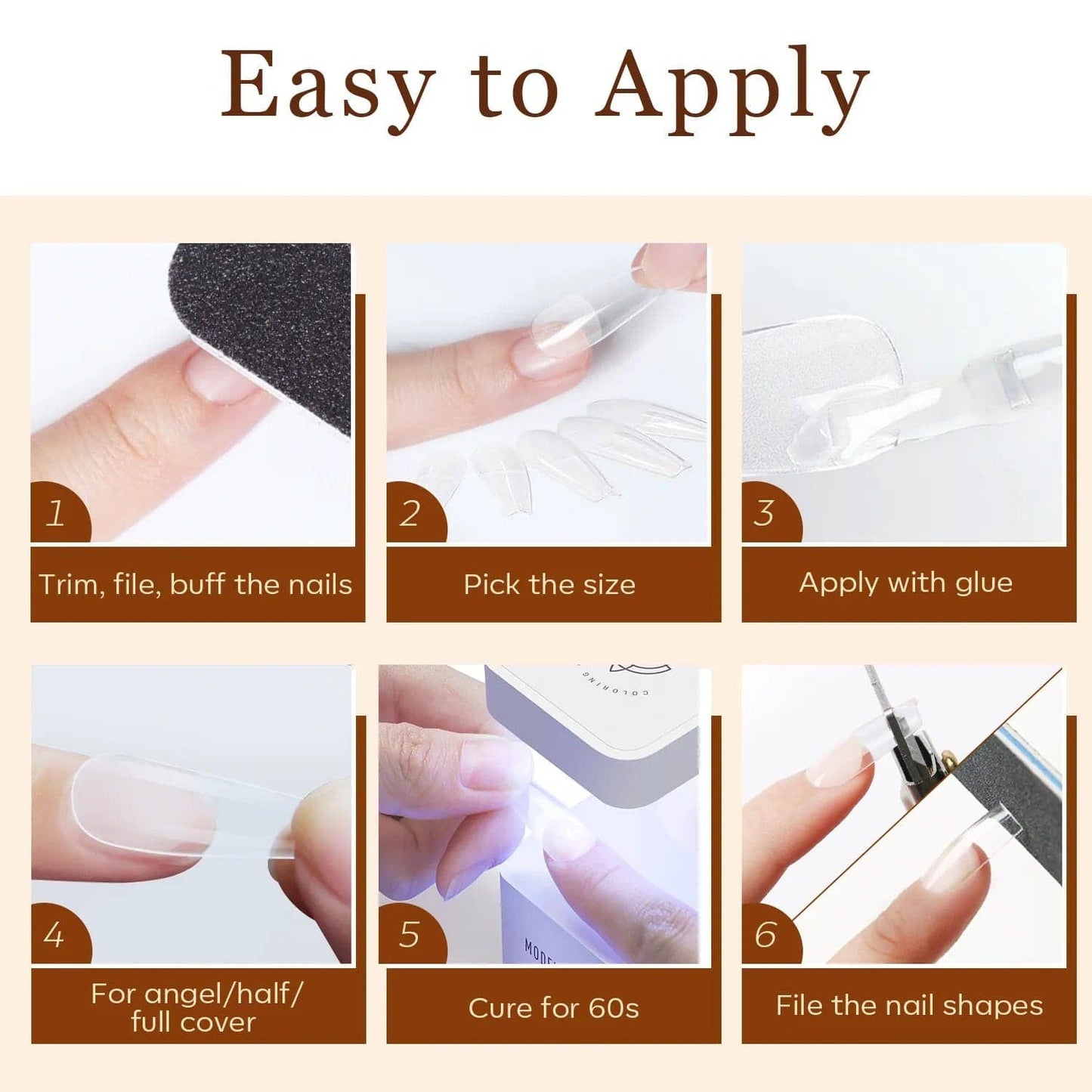 500Pcs Semi-Frosted Coffin Full Cover Nail Tips