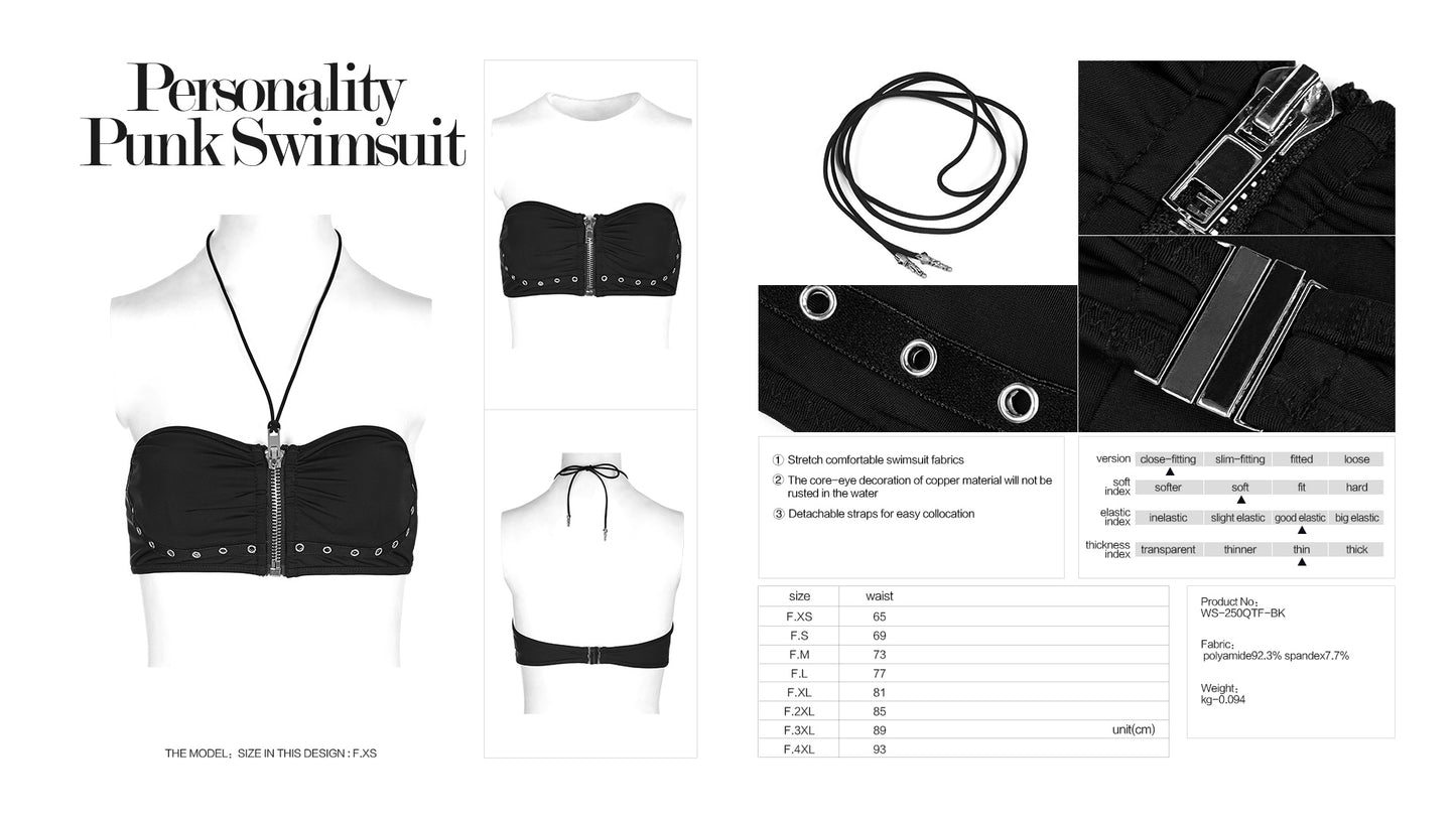 Personality punk bikini swimsuit top