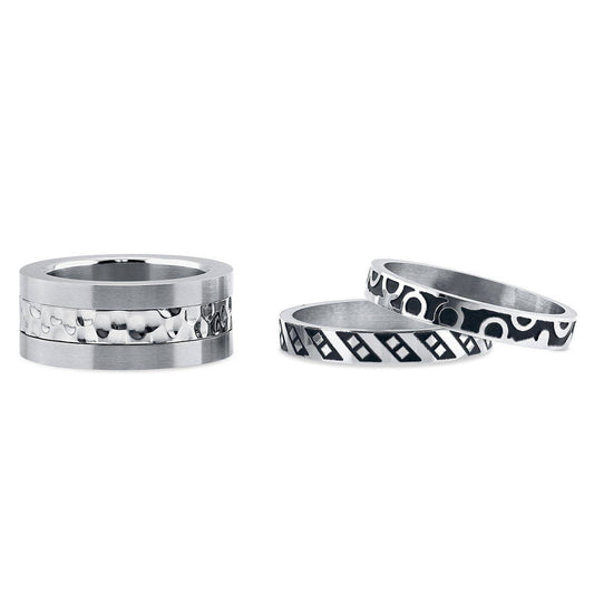 Stainless Steel Hammered Cocktail Band Ring