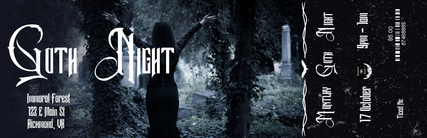 October 17th -Hunter's Moon Goth Night at Immortal Forest