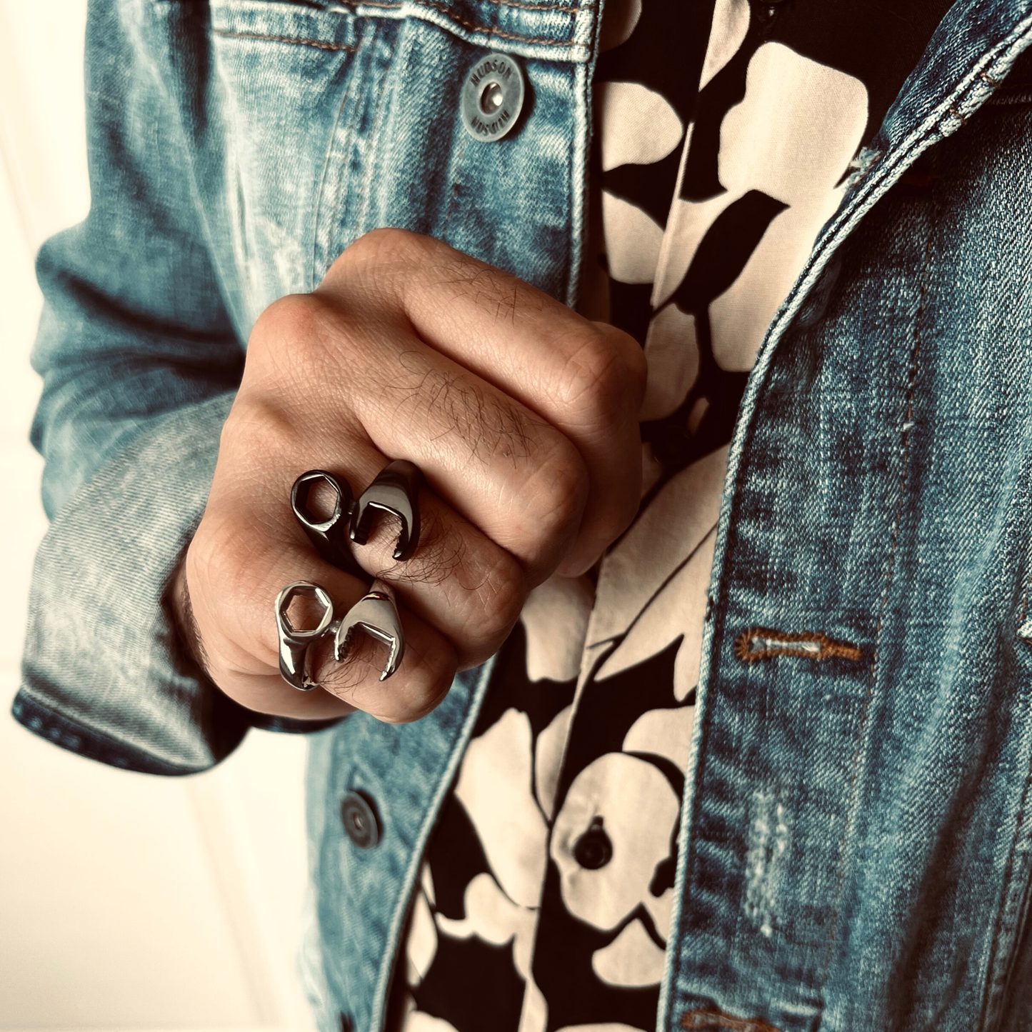 Stainless Steel Black Wrench Ring