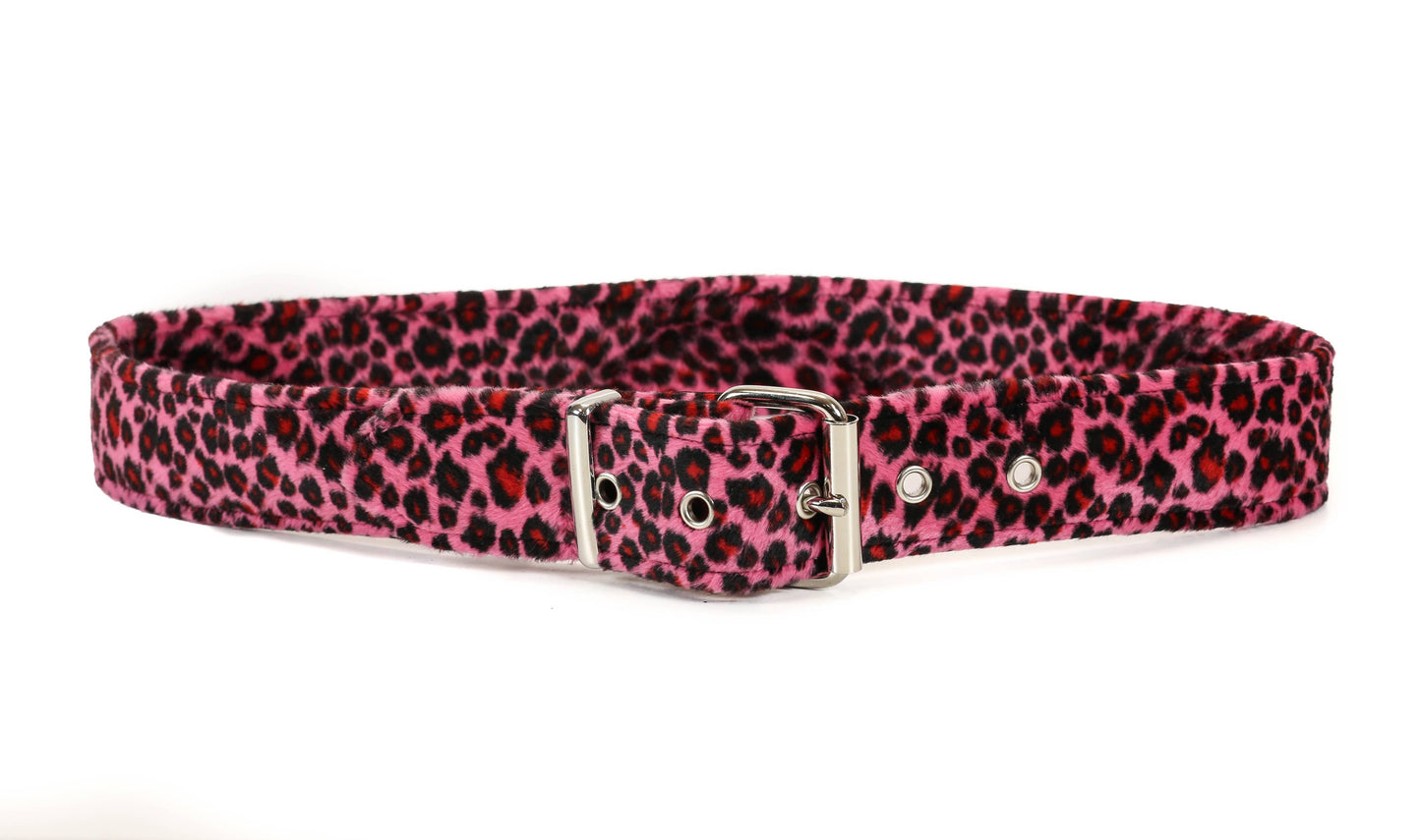 Pink 1 3/4" Leopard Animal Print Plain Belt