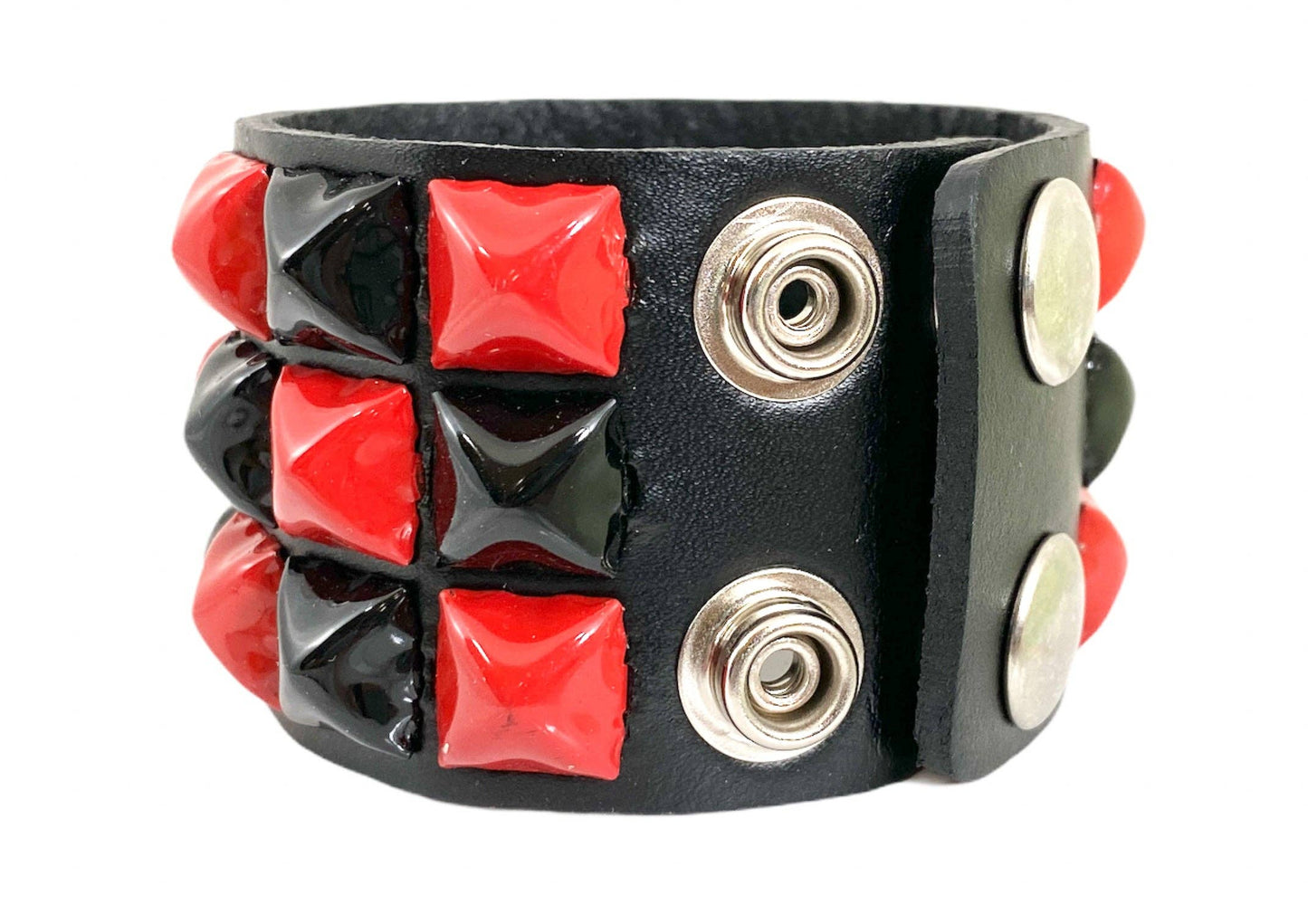 Checkered Studded Bracelet/ Red