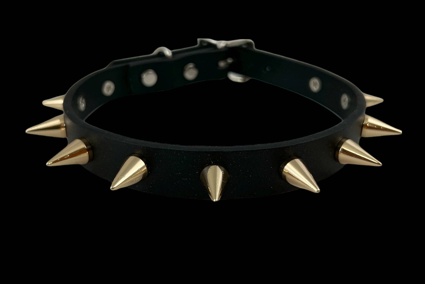 Black Leather Small Cone Spikes Choker