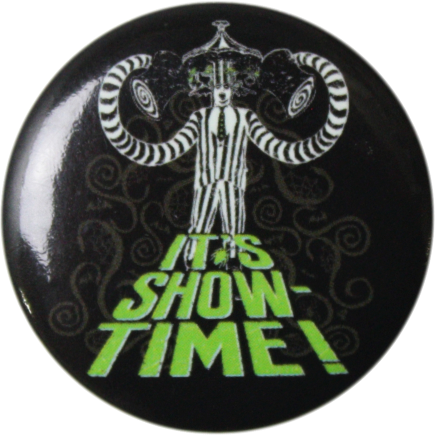 Pin-on Button - 1.25 Inch - Beetlejuice - "It's Show Time!"