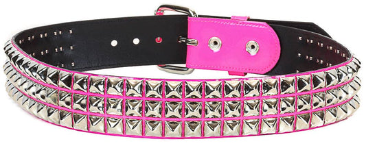 Hot Pink 2 Row Pyramid Studded Belt