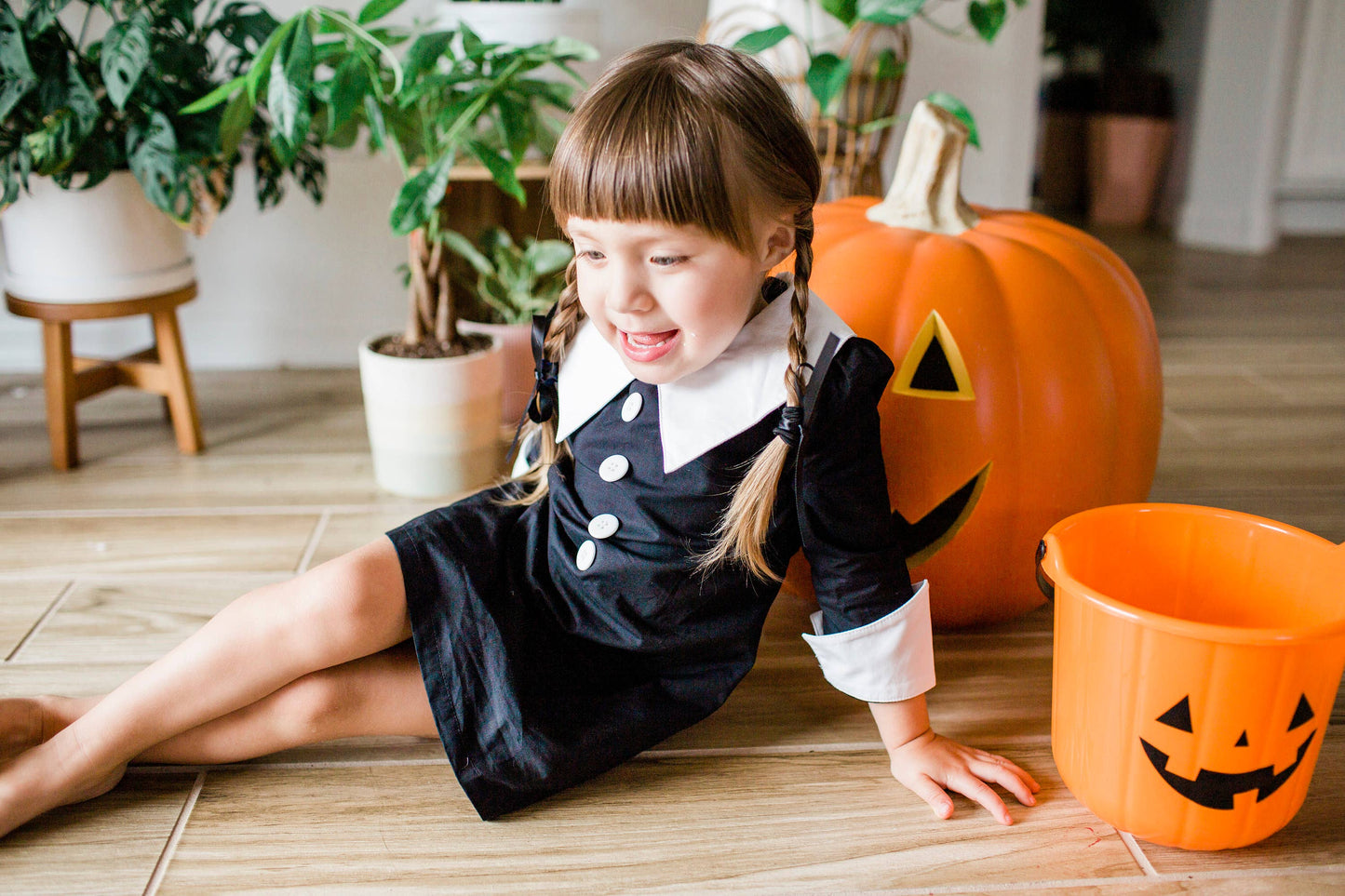 Dusk Girls Dress, Black and White