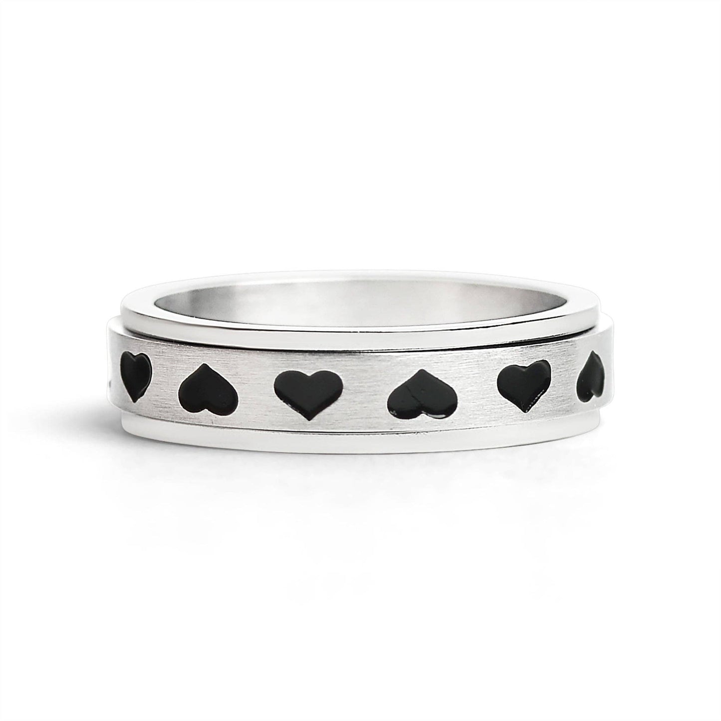Black Hearts Spinner Ring