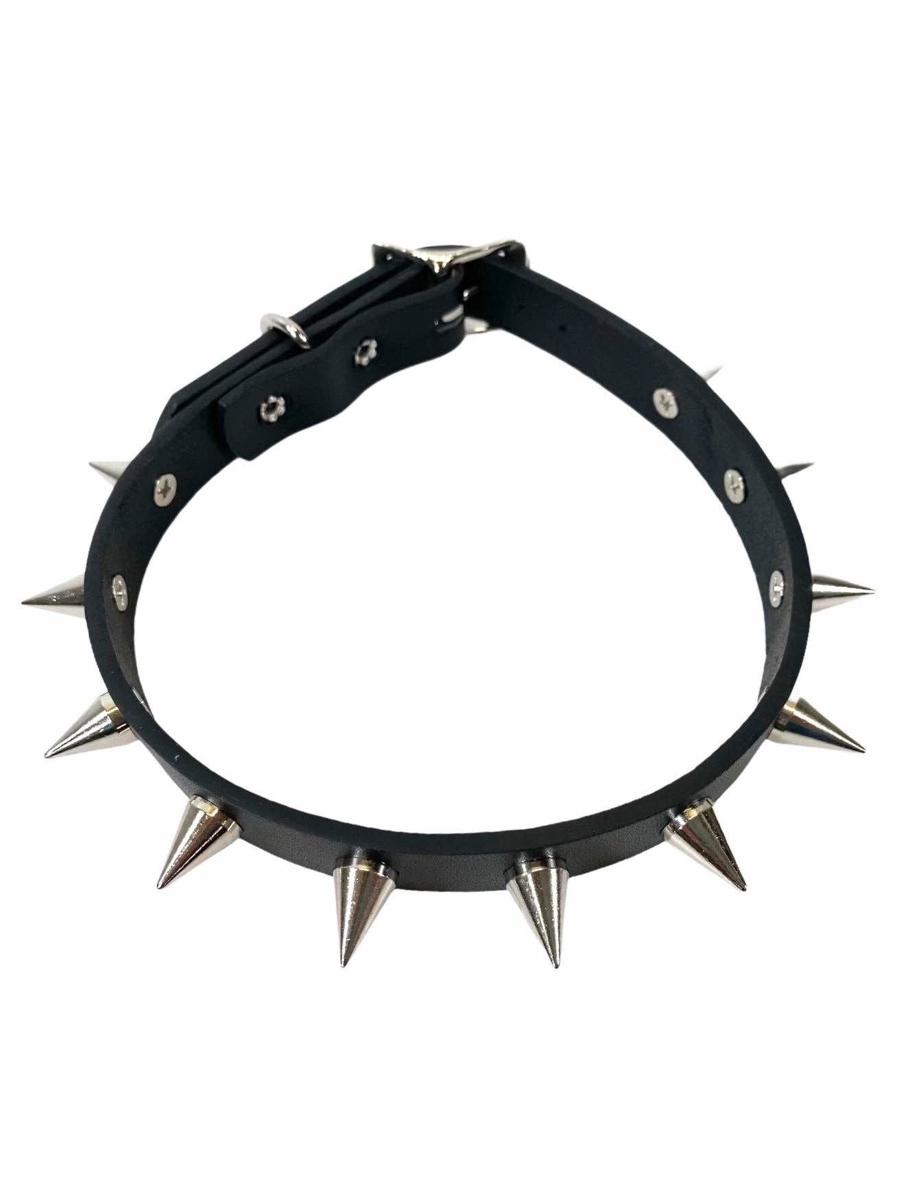 Black Leather Small Cone Spikes Choker