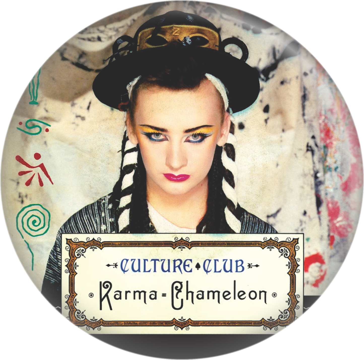 Pin-on Button - 1.25 Inch - Culture Club - "Karma Chameleon"