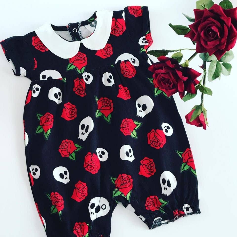 Skull & Rose Baby Romper