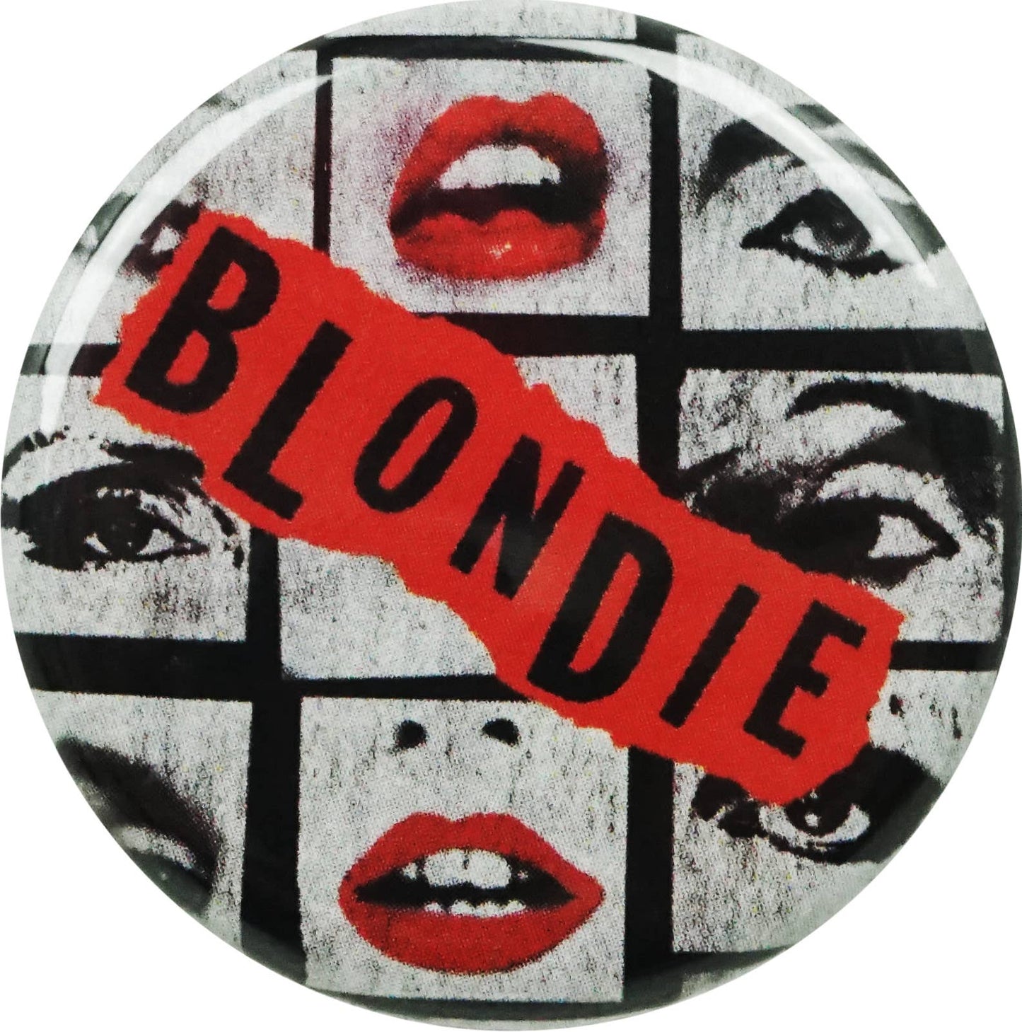 Pin-on Button - 1.25 Inch - Blondie - Lips And Eyes