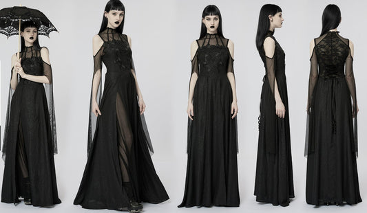 Goth Darkness Goddess Sexy Lace Hollow Out Party Dress