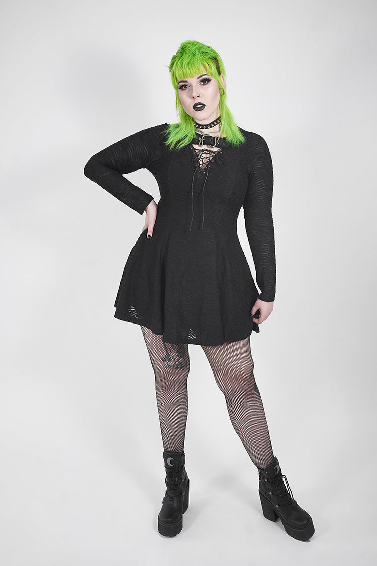 Punk Mystery Oversize Long Sleeve V neck Dress