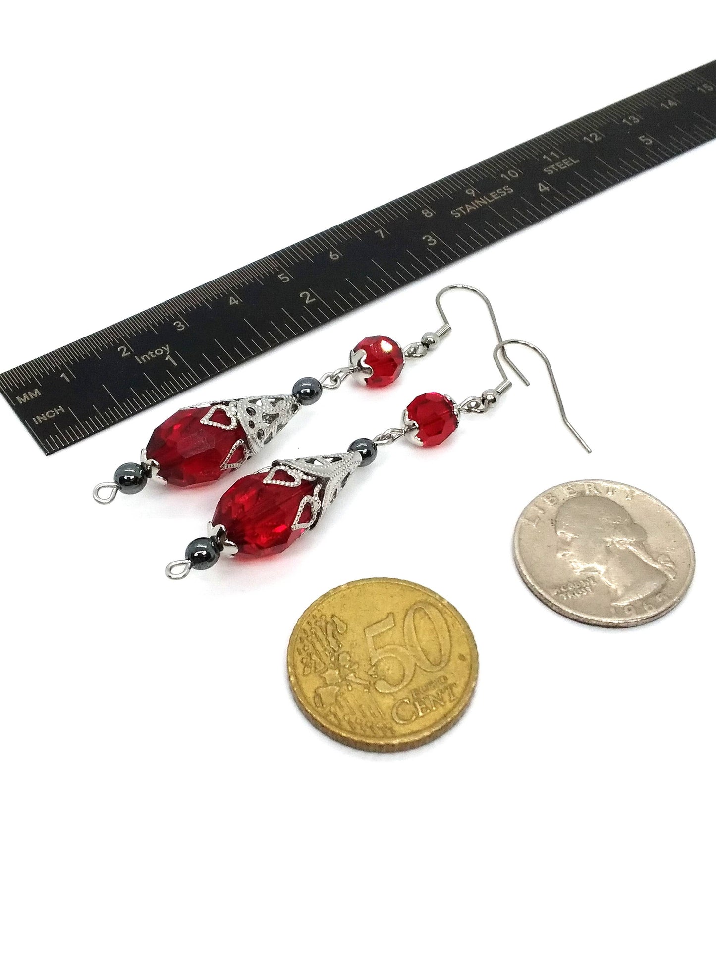 Bloodmoon Blossoms: Crimson Drop Earrings