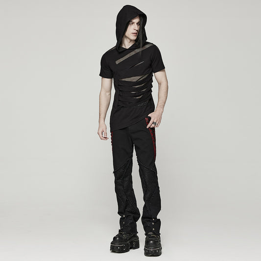 Mesh Perspective Summer Hooded Short Sleeve T-Shirt