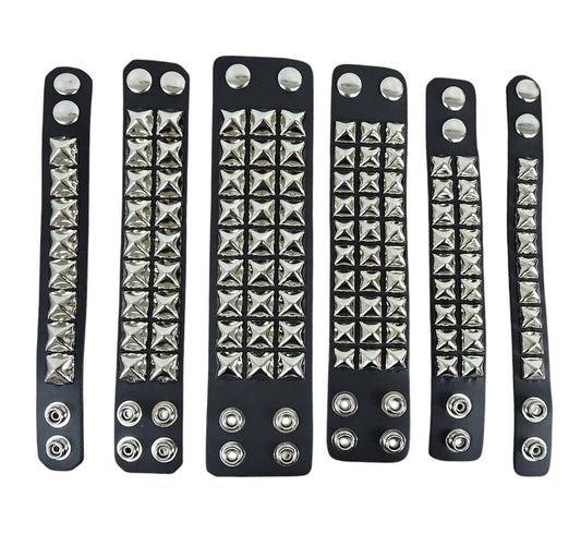 Pyramid Studded Leather Snap Bracelet