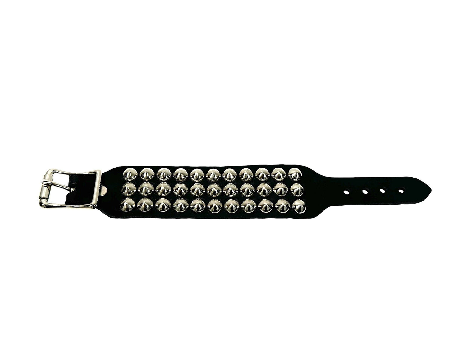 Buckle Bracelet with 3 Row Conical Studs