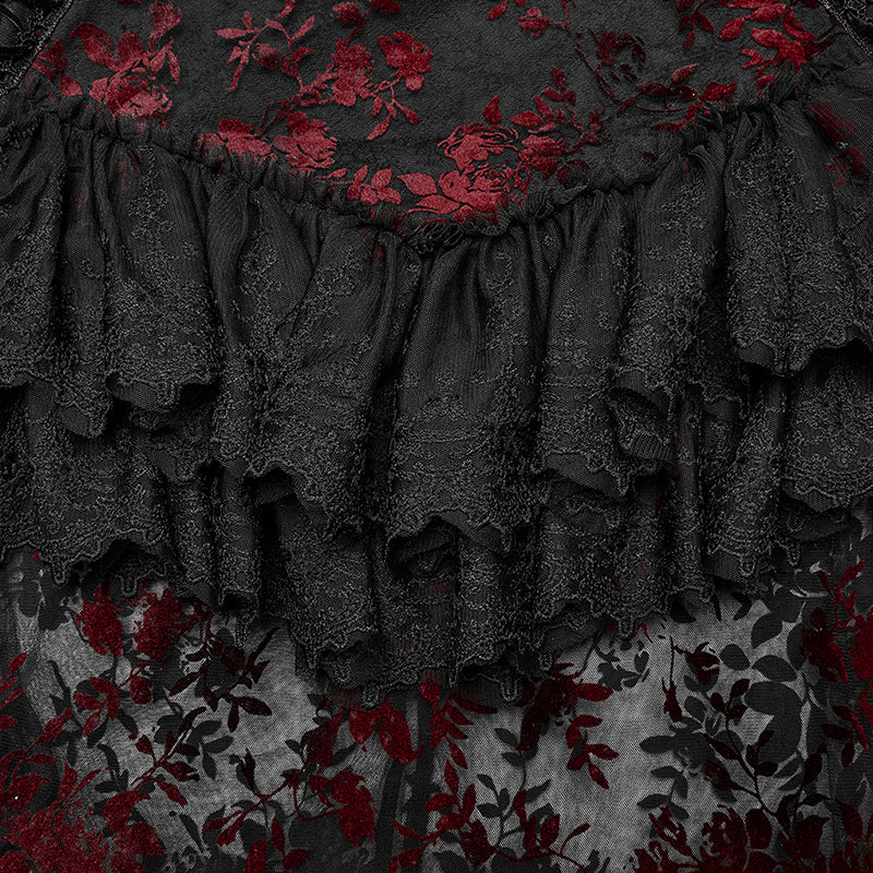 Gorgeous Gothic Sexy Perspective Fishtail Skirt Lace Embroidery Gown Skirt