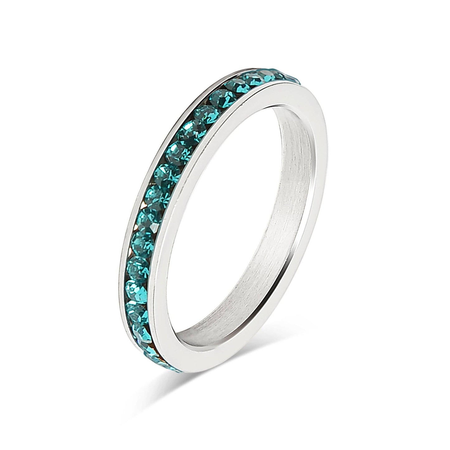 July-December CZ Eternity Stainless Steel Ring