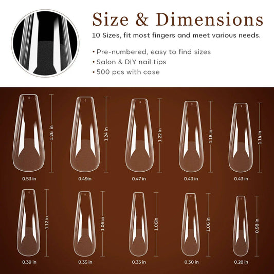 500Pcs Semi-Frosted Coffin Full Cover Nail Tips