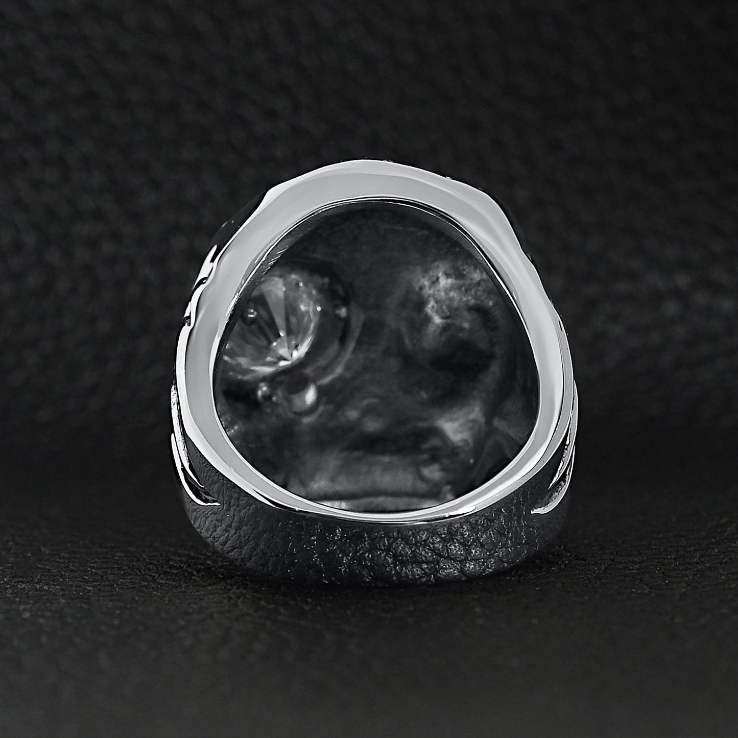 Stainless Steel Skull Smoking 18K Gold PVD Coated Cigar And Single CZ Eye Ring