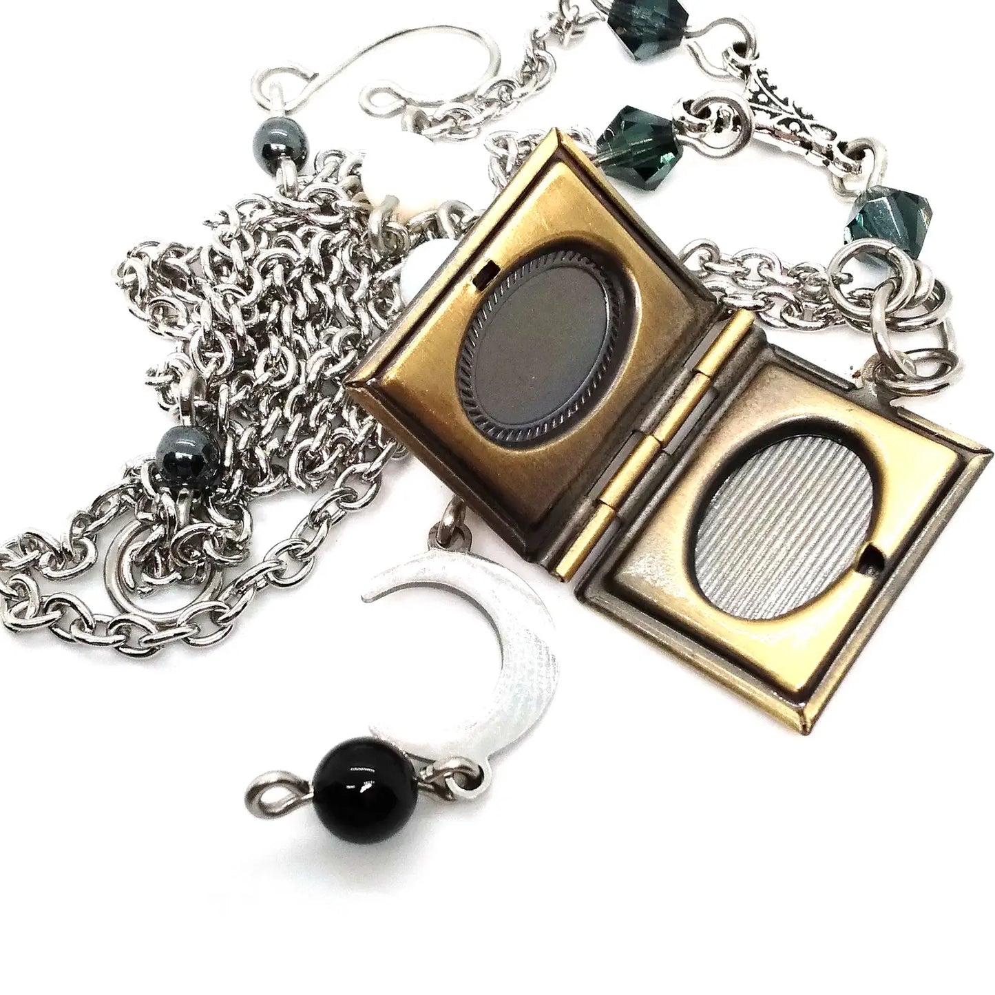 Astro Grimoire: Celestial Spellbook Locket Charm Necklace