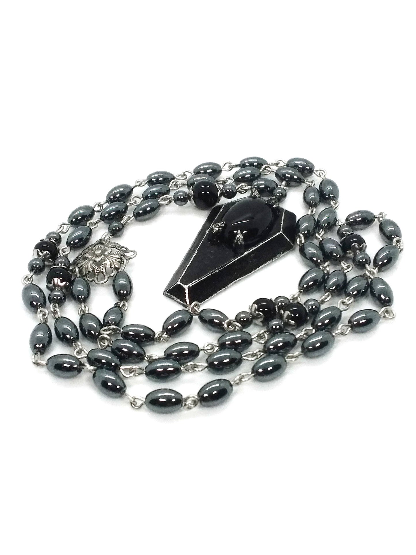 Shadowed Solace: Coffin Rosary with Onyx