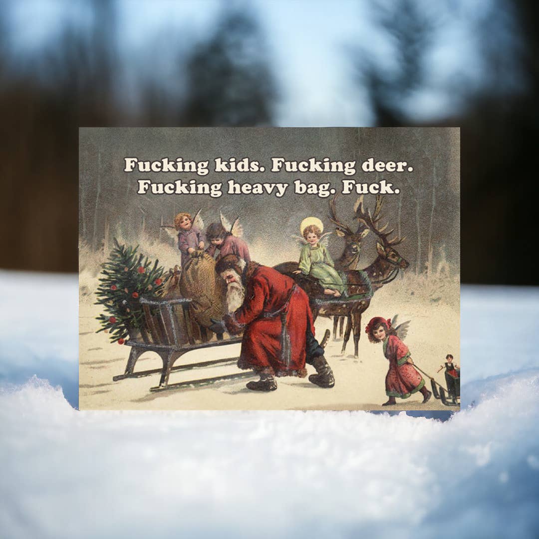 Grumpy Santa Funny Vintage Christmas Card