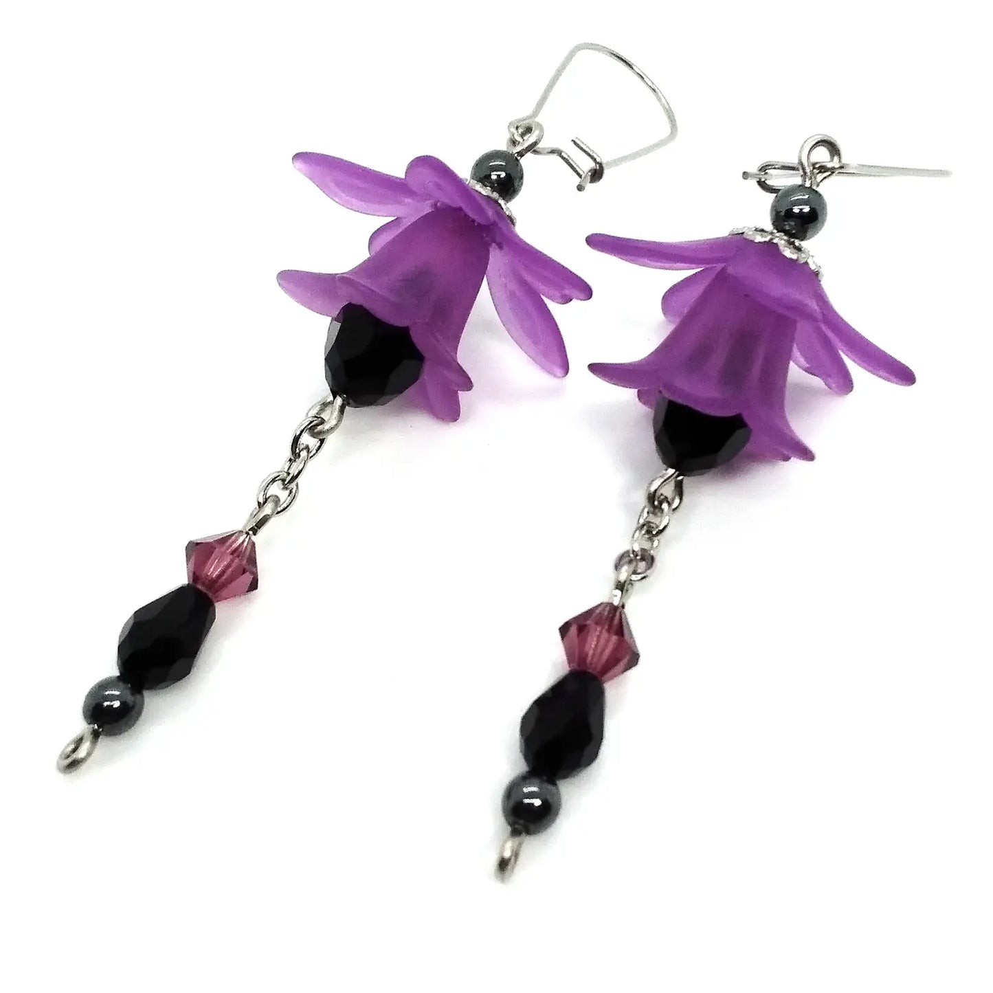 Flower Dangle Earrings Nightshade Purple