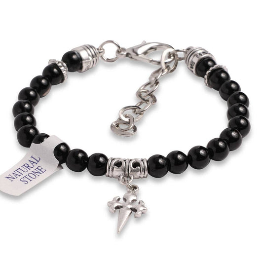 Rosary Bracelet Onyx Beads St James Santiago Cross
