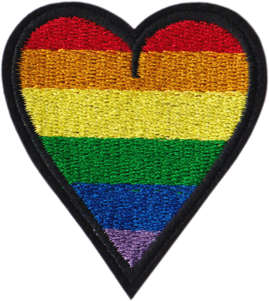 Patch - Heart - Pride Rainbow With Black Border