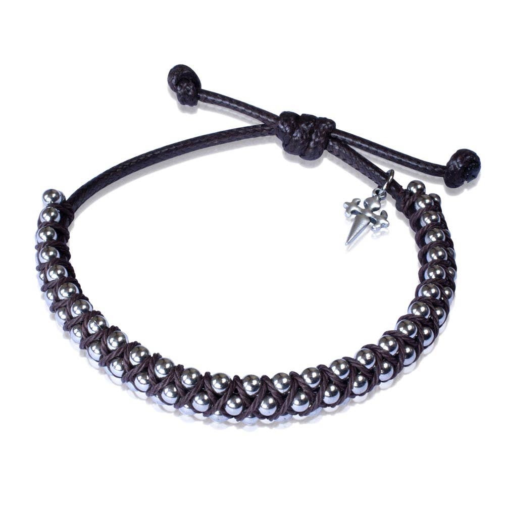 Adjustable Beaded Bracelet Brown St. James Santiago Cross
