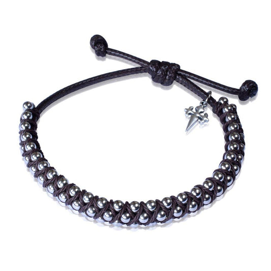 Adjustable Beaded Bracelet Brown St. James Santiago Cross