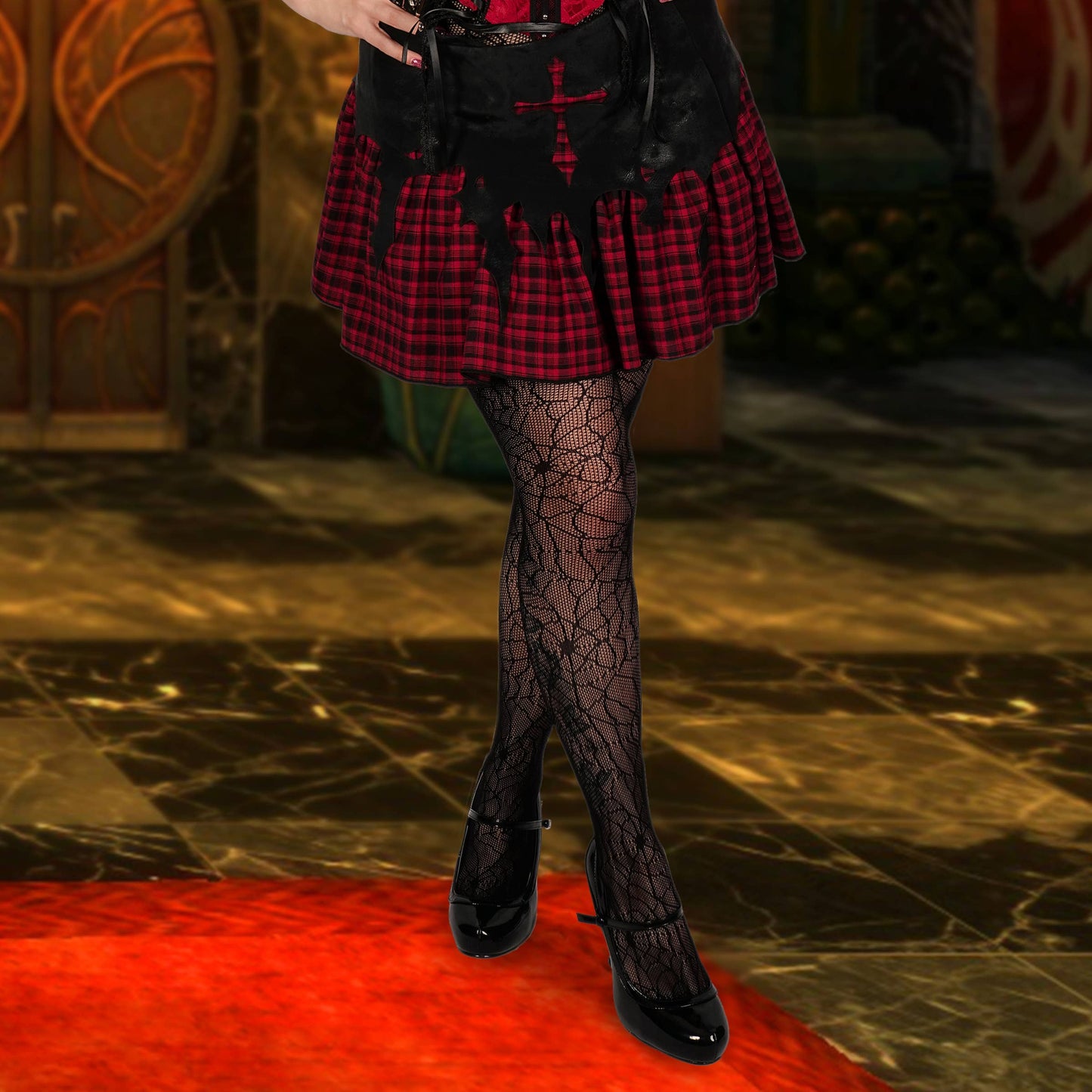 Gothic Fishnet Spider Web Tights