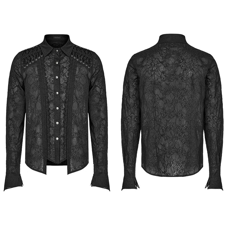 Goth Spider Mesh Printing Daily Shirt