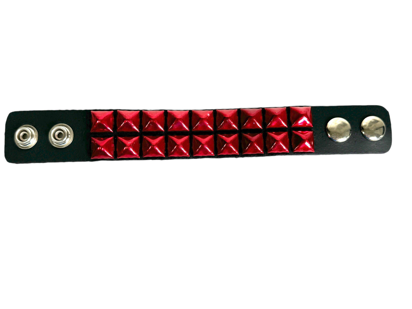 2 Row 1/2 in pyramid stud snap bracelet/ red