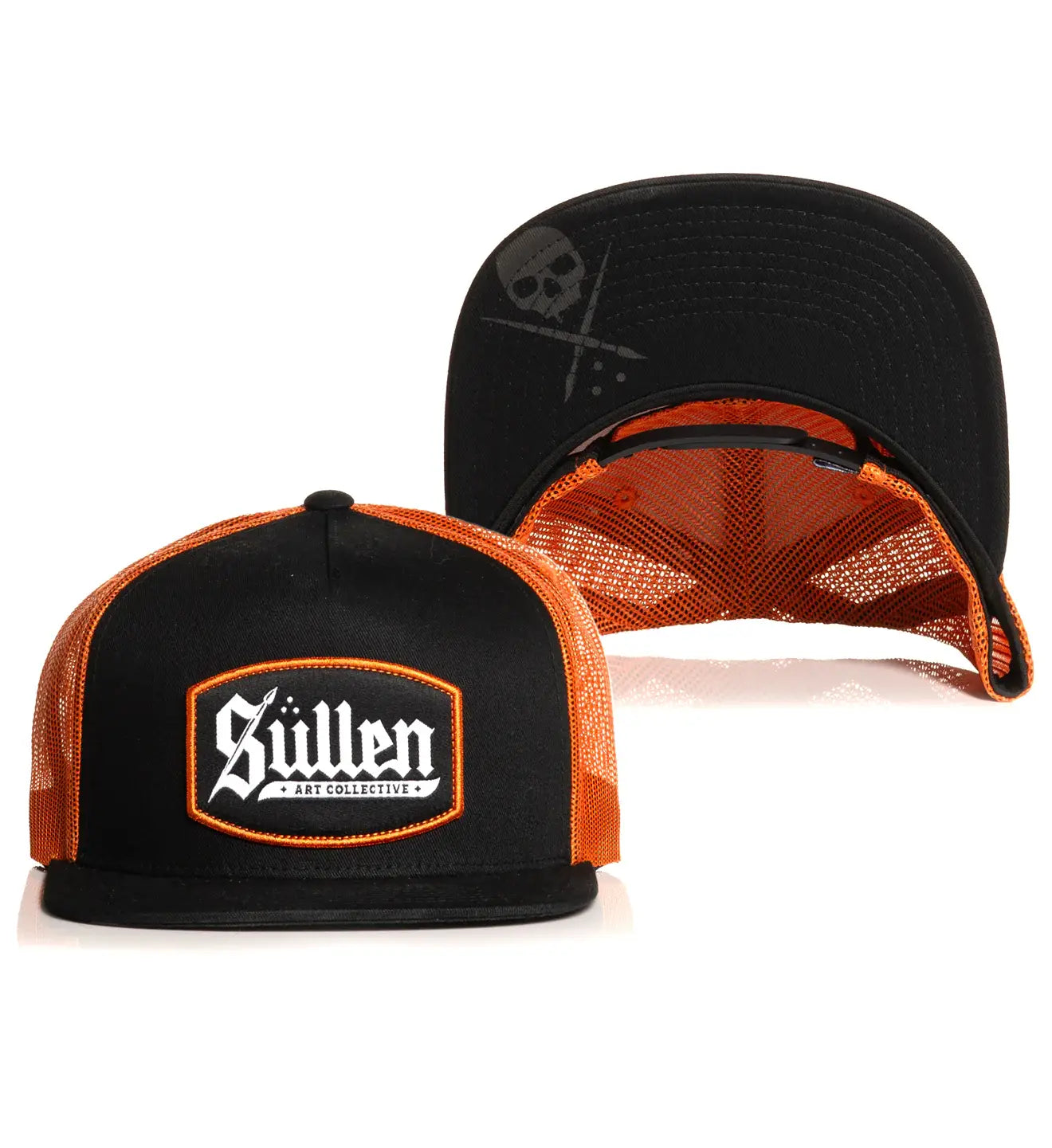 Black and Orange Contour Snapback Trucker Hat