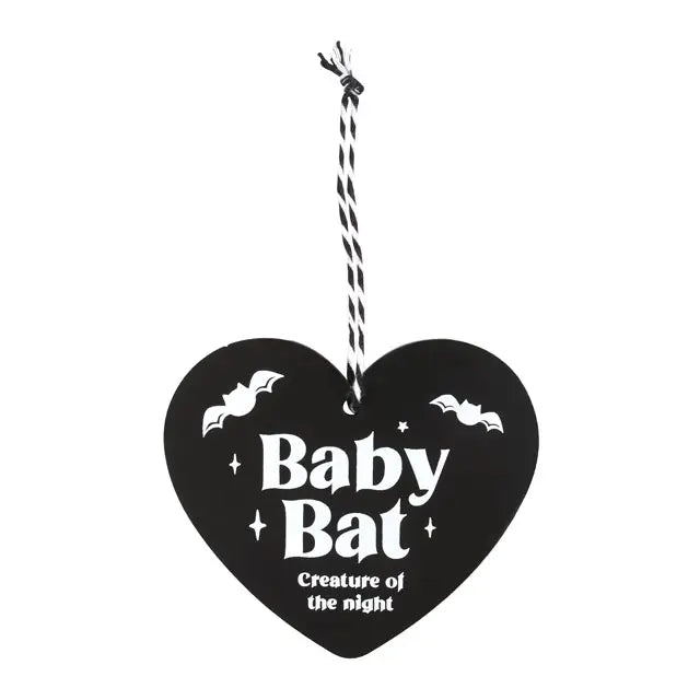 Baby Bat Gothic Hanging Heart Sign