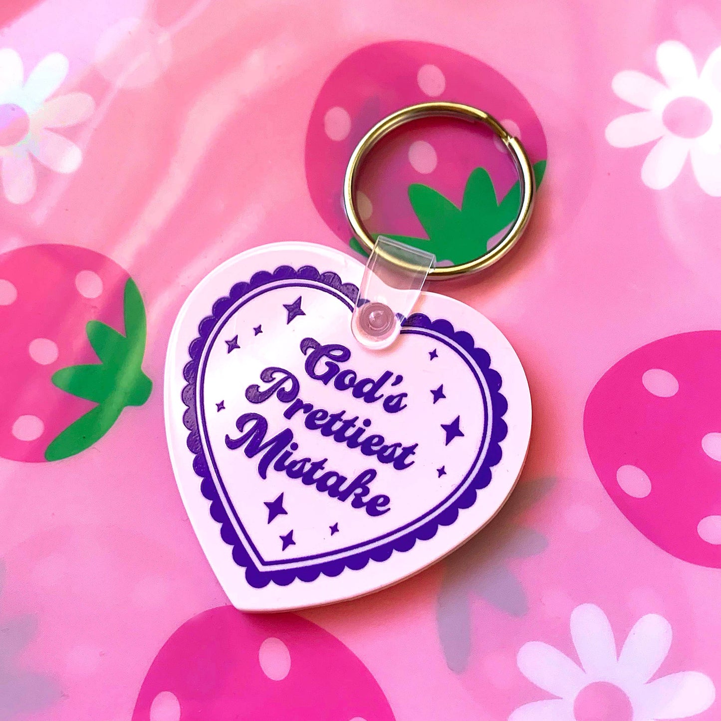 God's Prettiest Mistake Heart Shaped Vinyl Keychain