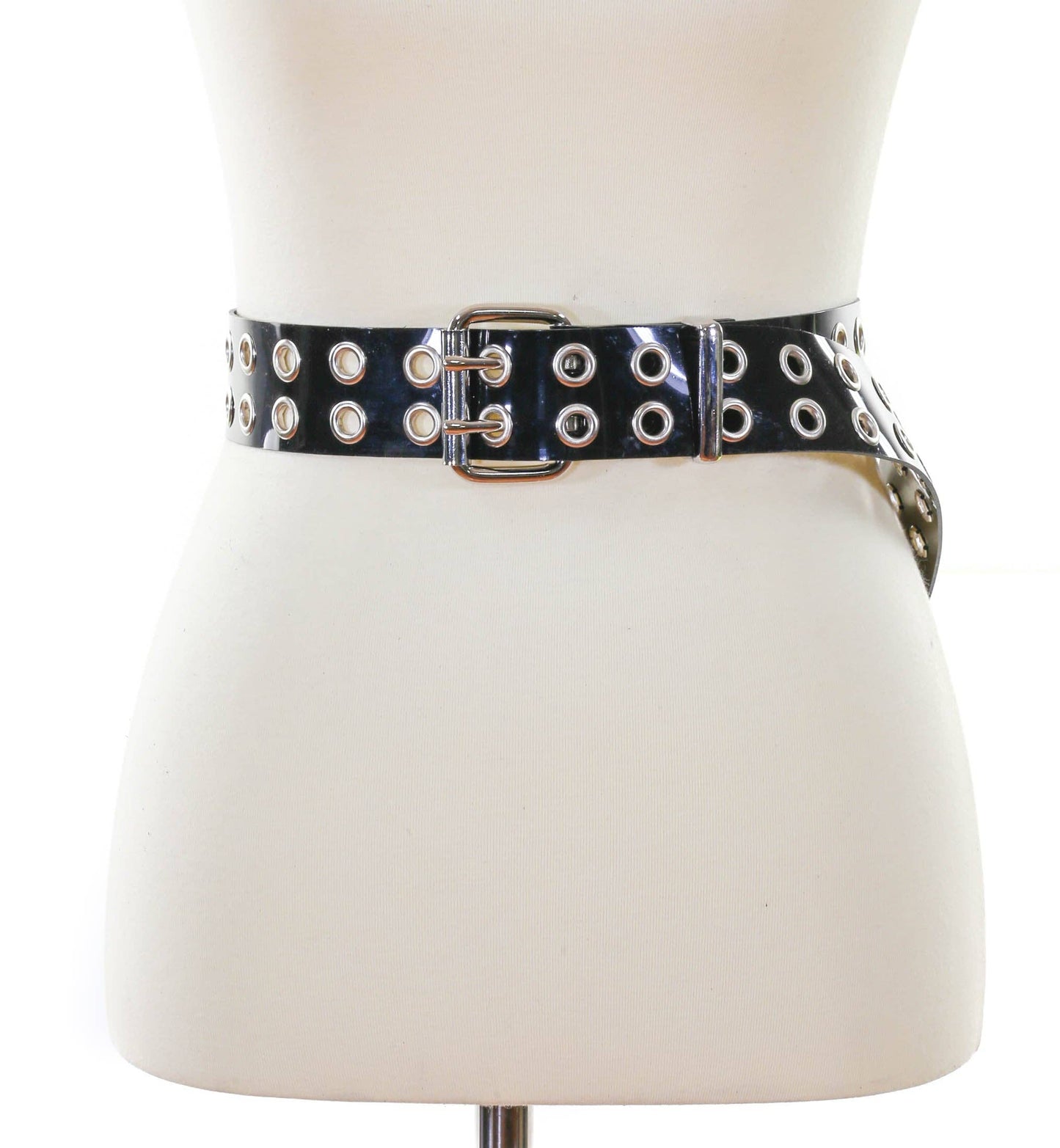 Blk Pvc Vnyl Black Grommet Belt