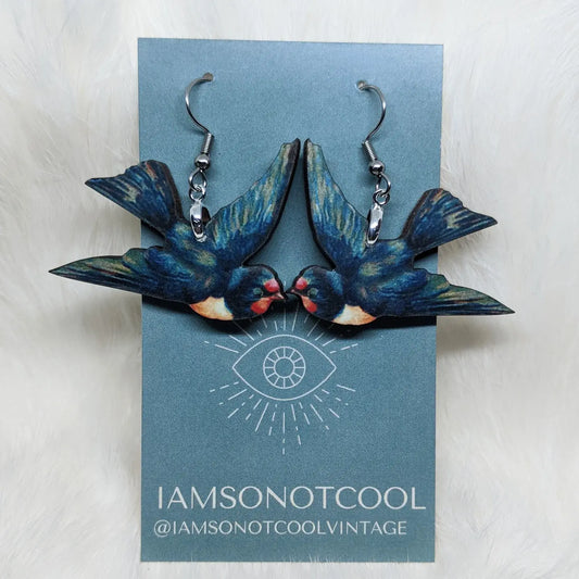 Flying Blue Bird Earrings