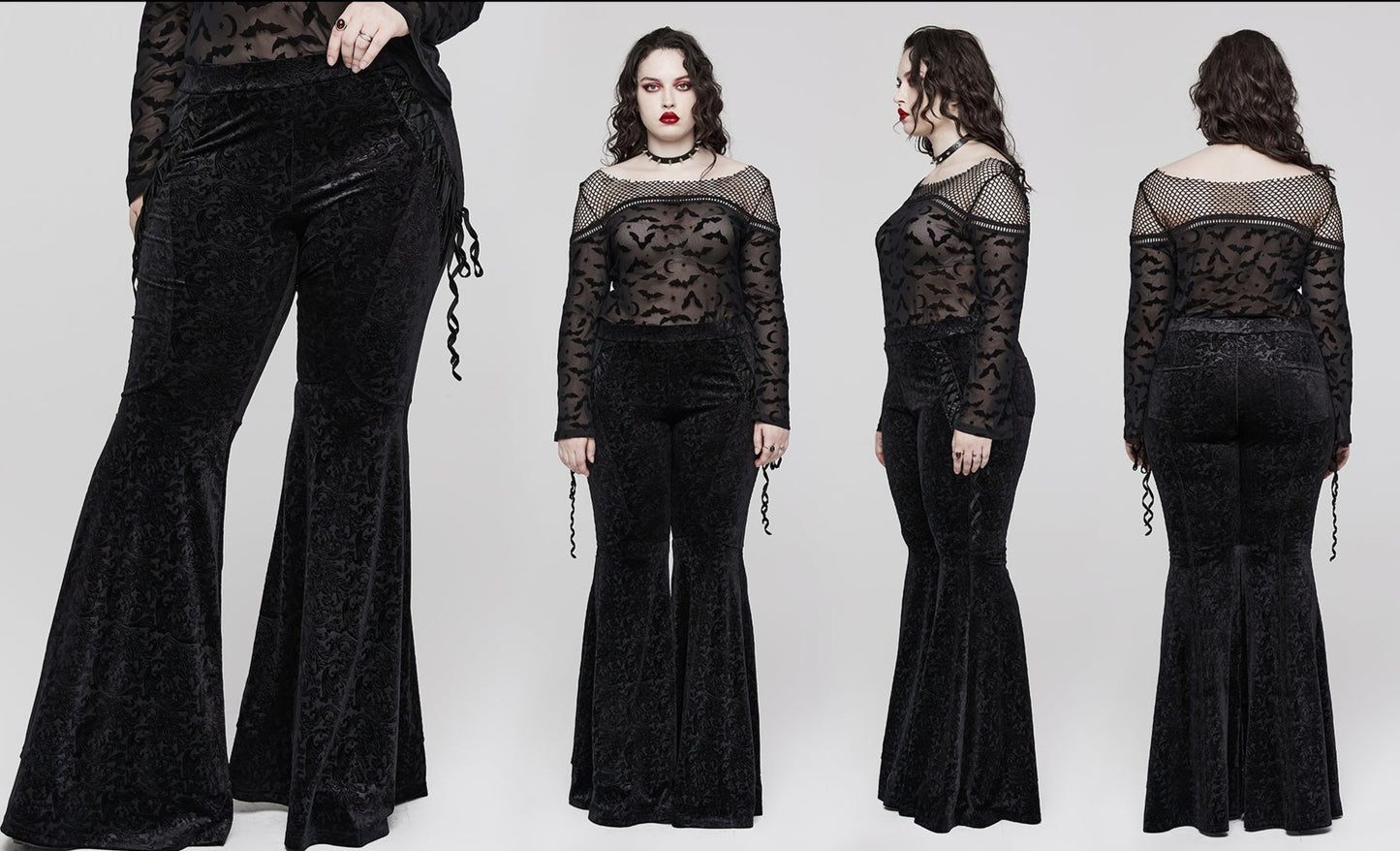 Goth Dark Texture Jacquard Flare Pants