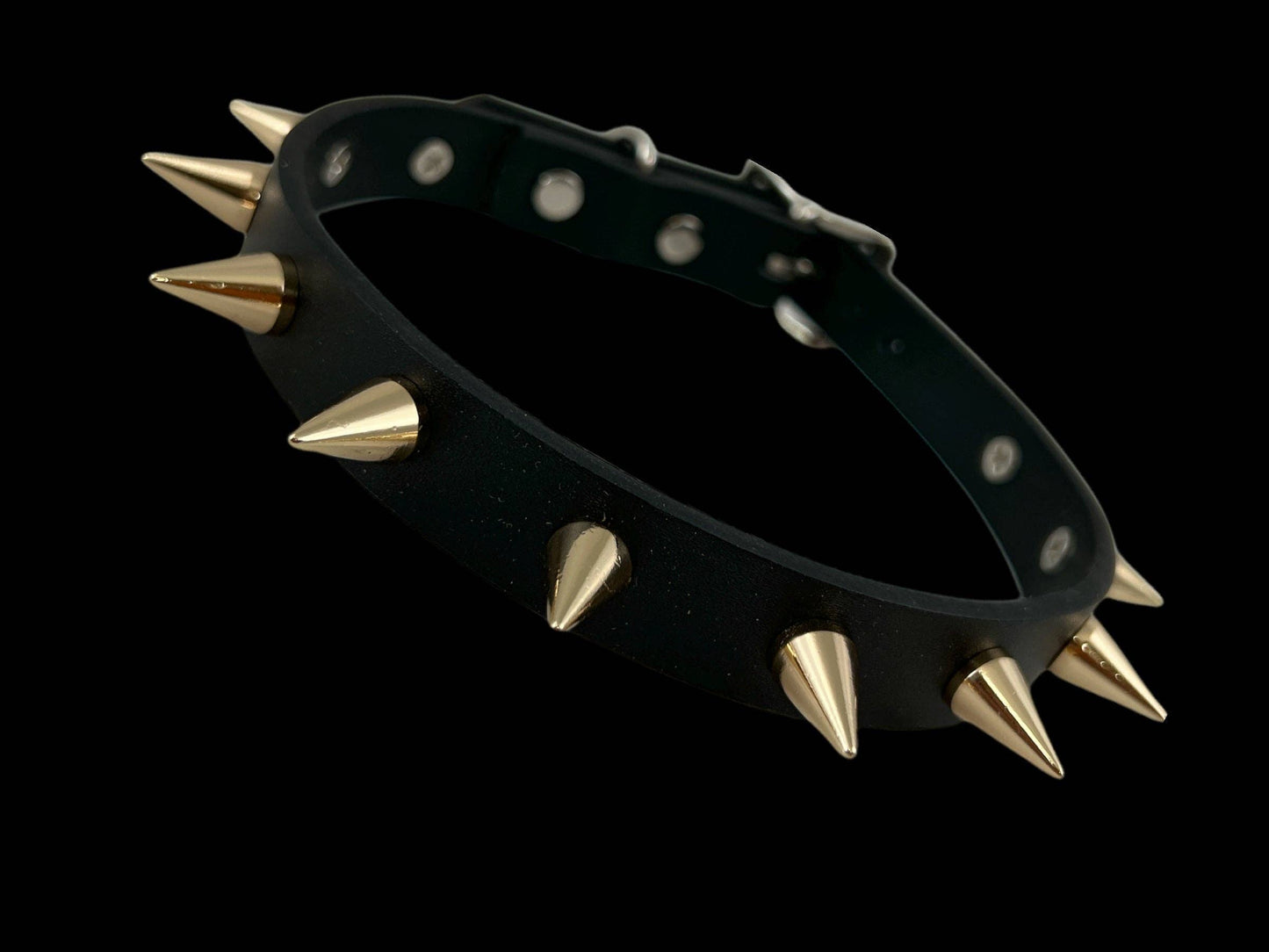 Black Leather Small Cone Spikes Choker