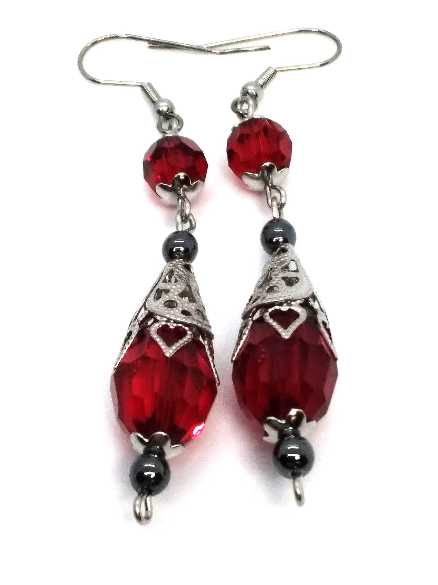 Bloodmoon Blossoms: Crimson Drop Earrings