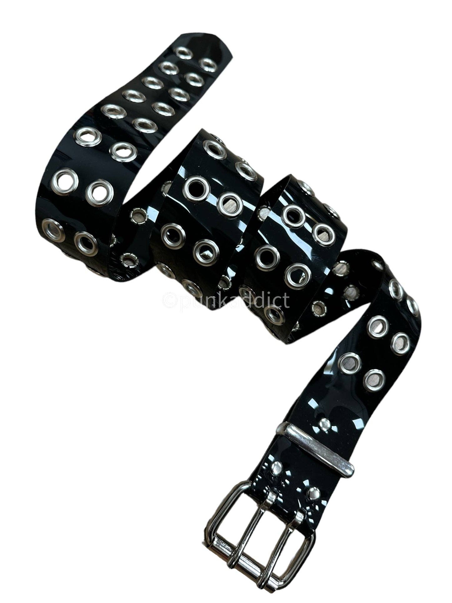 Blk Pvc Vnyl Black Grommet Belt