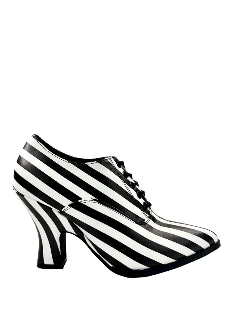 Victoria Stripe Heel - Black/White