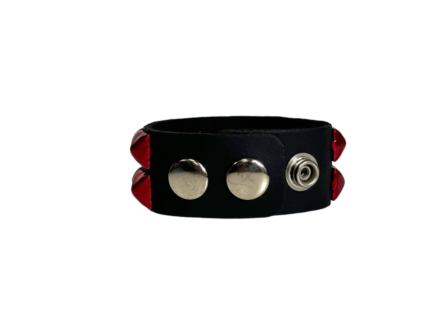 2 Row 1/2 in pyramid stud snap bracelet/ red