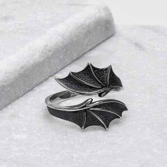 Sterling Silver Adjustable Bypass Dragon Wing Ring