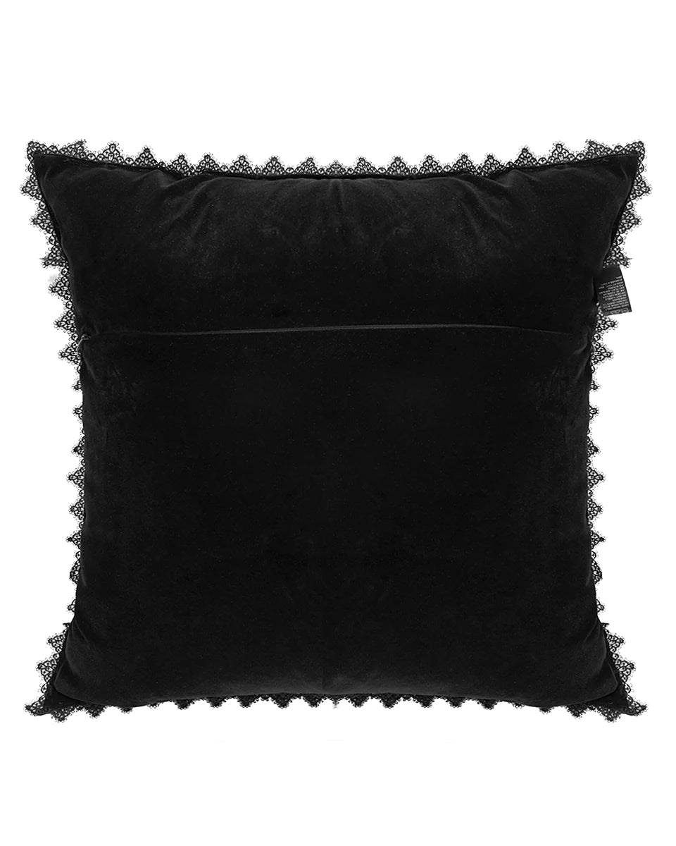 Gothic Home Embroidered Filled Cushion Black and Red